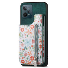 For Realme C31 Retro Painted Zipper Wallet Back Phone Case(Green)