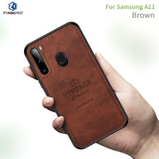 For Galaxy A21 PINWUYO Zun Series PC + TPU + Skin Waterproof And Anti-fall All-inclusive Protective Shell(Brown)