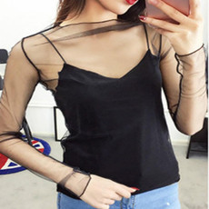 Sexy Mesh High Collar Long Sleeve Bottoming Blouse, Size:  One Size( Pure Mesh) Sexy Mesh High Collar Long Sleeve Bottoming Blouse, Size:  One Size( Pure Mesh)