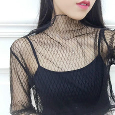 Sexy Mesh High Collar Long Sleeve Bottoming Blouse, Size:  One Size(Diamond) Sexy Mesh High Collar Long Sleeve Bottoming Blouse, Size:  One Size(Diamond)