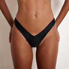 Sexy Women Cotton G String Thongs Low Waist Sexy Panties Ladies Seamless Underwear, Size:S(Black)