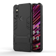 Shockproof PC + TPU Case for VIVO V15, with Holder(Black)