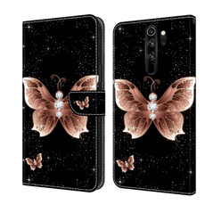 For Xiaomi Redmi Note 8 Pro Crystal 3D Shockproof Protective Leather Phone Case(Pink Diamond Butterfly)