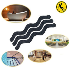 24pcs /Bag Wavy Shaped Gravel Pattern Bathtub Non-Slip Sticker, Specification: 1.3 x 18cm(Black)
