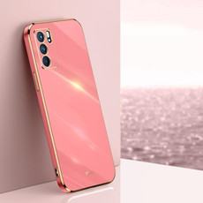 For OPPO Reno6 5G XINLI Straight 6D Plating Gold Edge TPU Shockproof Case(Hawthorn Red) For OPPO Reno6 5G XINLI Straight 6D Plating Gold Edge TPU Shockproof Case(Hawthorn Red)