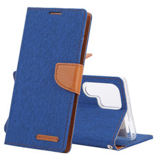 For Samsung Galaxy S22 Ultra 5G GOOSPERY CANVAS DIARY Canvas Texture Leather Phone Case(Blue) For Samsung Galaxy S22 Ultra 5G GOOSPERY CANVAS DIARY Canvas Texture Leather Phone Case(Blue)