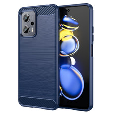 For Xiaomi Poco X4 GT Brushed Texture Carbon Fiber TPU Phone Case(Blue) For Xiaomi Poco X4 GT Brushed Texture Carbon Fiber TPU Phone Case(Blue)