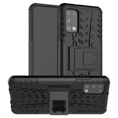 For Samsung Galaxy A02s (US Edition) Tire Texture Shockproof TPU+PC Protective Case with Holder(Black)