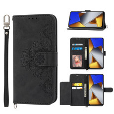 For Xiaomi Poco X4 Pro 5G Skin-feel Flowers Embossed Wallet Leather Phone Case(Black) For Xiaomi Poco X4 Pro 5G Skin-feel Flowers Embossed Wallet Leather Phone Case(Black)