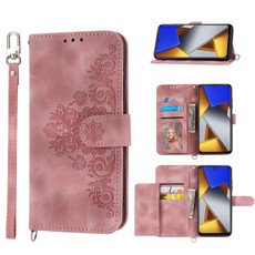 For Xiaomi Poco X4 Pro 5G Skin-feel Flowers Embossed Wallet Leather Phone Case(Pink) For Xiaomi Poco X4 Pro 5G Skin-feel Flowers Embossed Wallet Leather Phone Case(Pink)