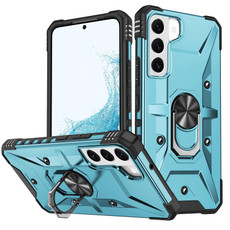 For Samsung Galaxy S22+ 5G Ring Holder Phone Case(Light Blue)