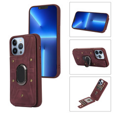 For iPhone 13 Pro Max Armor Ring Wallet Back Cover Phone Case(Wine Red) For iPhone 13 Pro Max Armor Ring Wallet Back Cover Phone Case(Wine Red)