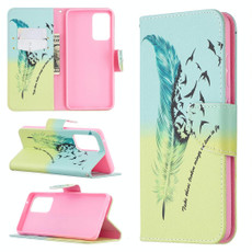 For Samsung Galaxy A52 5G / 4G Colored Drawing Pattern Horizontal Flip Leather Case with Holder & Card Slots & Wallet(Feather) For Samsung Galaxy A52 5G / 4G Colored Drawing Pattern Horizontal Flip Leather Case with Holder & Card Slots & Wallet(Feather)
