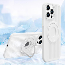 For iPhone 12 Pro Max Cooling MagSafe Magnetic Ring Holder Phone Case(White)