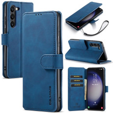 For Samsung Galaxy S23+ 5G DG.MING Retro Oil Edge Flip Leather Phone Case(Blue)