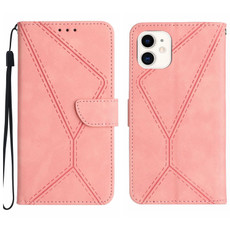 For iPhone 11 Stitching Embossed Leather Phone Case(Pink)