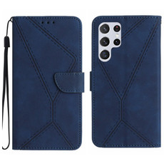 For Samsung Galaxy S22 Ultra 5G Stitching Embossed Leather Phone Case(Blue) For Samsung Galaxy S22 Ultra 5G Stitching Embossed Leather Phone Case(Blue)