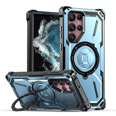 For Samsung Galaxy S22 Ultra 5G Armor Series Holder Phone Case(Blue)