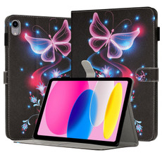 For iPad 10th Gen 10.9 2022 Painted Leather Smart Tablet Case(Fluorescent Butterflies)