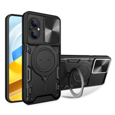 For Xiaomi Poco M5 5G CD Texture Sliding Camshield Magnetic Holder Phone Case(Black) For Xiaomi Poco M5 5G CD Texture Sliding Camshield Magnetic Holder Phone Case(Black)