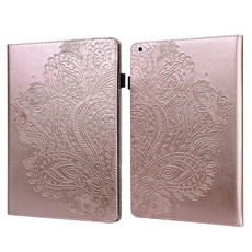 For iPad 10.2 2021 / 2020 / 2019 Peacock Embossed Pattern TPU + PU Horizontal Flip Leather Case with Holder & Card Slots & Wallet & Sleep / Wake-up Function(Rose Gold)