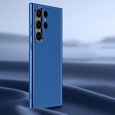 For Samsung Galaxy S22 Ultra 5G Litchi Texture Genuine Leather Phone Case(Blue) For Samsung Galaxy S22 Ultra 5G Litchi Texture Genuine Leather Phone Case(Blue)