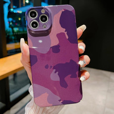 For iPhone 14 Pro Max Precise Hole Camouflage Pattern PC Phone Case(Dark Purple)