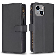 For iPhone 14 / 13 9 Card Slots Zipper Wallet Leather Flip Phone Case(Black) For iPhone 14 / 13 9 Card Slots Zipper Wallet Leather Flip Phone Case(Black)