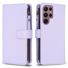 For Samsung Galaxy S22 Ultra 5G 9 Card Slots Zipper Wallet Leather Flip Phone Case(Light Purple) For Samsung Galaxy S22 Ultra 5G 9 Card Slots Zipper Wallet Leather Flip Phone Case(Light Purple)