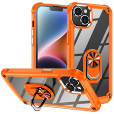 For iPhone 15 TPU + PC Lens Protection Phone Case with Ring Holder(Orange)