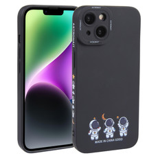 For iPhone 14 Astronaut Pattern TPU Phone Case(Black)