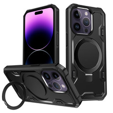 For iPhone 14 Pro Patronus MagSafe Magnetic Holder Phone Case(Black)
