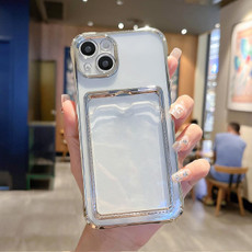 For iPhone 14 Electroplated Frame Card Slot TPU Phone Case(Silver)