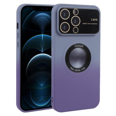 For iPhone 12 Pro Max Gradient Silicone Shockproof Magsafe Phone Case with Lens Film(Grey Purple) For iPhone 12 Pro Max Gradient Silicone Shockproof Magsafe Phone Case with Lens Film(Grey Purple)