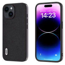 For iPhone 14 ABEEL Genuine Leather + PC Litchi Texture Phone Case(Black) For iPhone 14 ABEEL Genuine Leather + PC Litchi Texture Phone Case(Black)