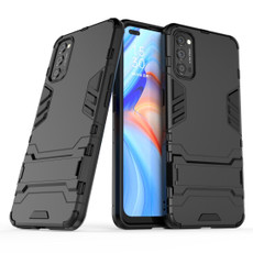 For OPPO Reno4 PC + TPU Shockproof Protective Case with Holder(Black) For OPPO Reno4 PC + TPU Shockproof Protective Case with Holder(Black)