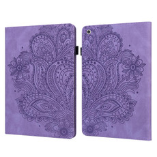 Peacock Embossed Pattern TPU + PU Horizontal Flip Leather Case with Holder & Card Slots & Wallet & Sleep / Wake-up Function For iPad mini (2019) / mini 4 / mini 3 / mini 2 / mini(Purple)