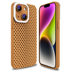 For iPhone 14 Plus Hollow Heat Dissipation TPU Phone Case(Brown)