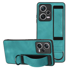 For Xiaomi Redmi Note 12 Pro+ 5G Global Wristband Holder Leather Back Phone Case(Green) For Xiaomi Redmi Note 12 Pro+ 5G Global Wristband Holder Leather Back Phone Case(Green)