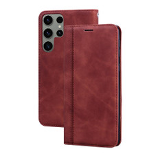 For Samsung Galaxy S23 Ultra 5G Frosted Business Magnetic Horizontal Flip PU Phone Case(Brown)