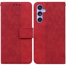 For Samsung Galaxy S23 FE 5G Geometric Embossed Leather Phone Case(Red)