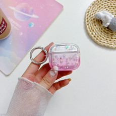 For AirPods Pro Transparent Glitter Bluetooth Earphone Protective Case(Pink)