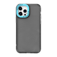 For iPhone 12 Pro Max Color Contrast Lens Frame Transparent TPU Phone Case(Black + Sky Blue) For iPhone 12 Pro Max Color Contrast Lens Frame Transparent TPU Phone Case(Black + Sky Blue)