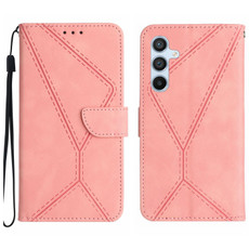 For Samsung Galaxy S24 5G Stitching Embossed Leather Phone Case(Pink)