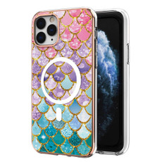 For iPhone 11 Pro Marble Pattern Dual-side IMD Magsafe TPU Phone Case(Colorful Scales)