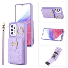 For Samsung Galaxy A53 Vertical Card Bag Ring Holder Phone Case with Dual Lanyard(Purple) For Samsung Galaxy A53 Vertical Card Bag Ring Holder Phone Case with Dual Lanyard(Purple)