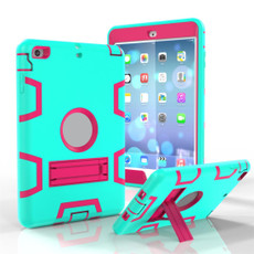 For iPad Mini 5 / 4 Shockproof PC + Silicone Protective Casewith Holder(Green Rose)