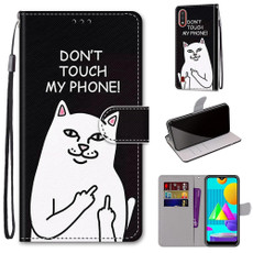 For Samsung Galaxy M01 Coloured Drawing Cross Texture Horizontal Flip PU Leather Case with Holder & Card Slots & Wallet & Lanyard(Middle Finger White Cat) For Samsung Galaxy M01 Coloured Drawing Cross Texture Horizontal Flip PU Leather Case with Holder & Card Slots & Wallet & Lanyard(Middle Finger White Cat)