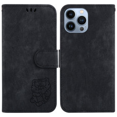 For iPhone 14 Pro Little Tiger Embossed Leather Phone Case(Black)