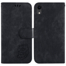 For iPhone XR Little Tiger Embossed Leather Phone Case(Black)